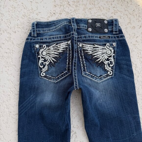 Miss Me Jeans Size 27 Mid Rise Skinny Rhinestone Bling Embroidered Western Women - Picture 3 of 7